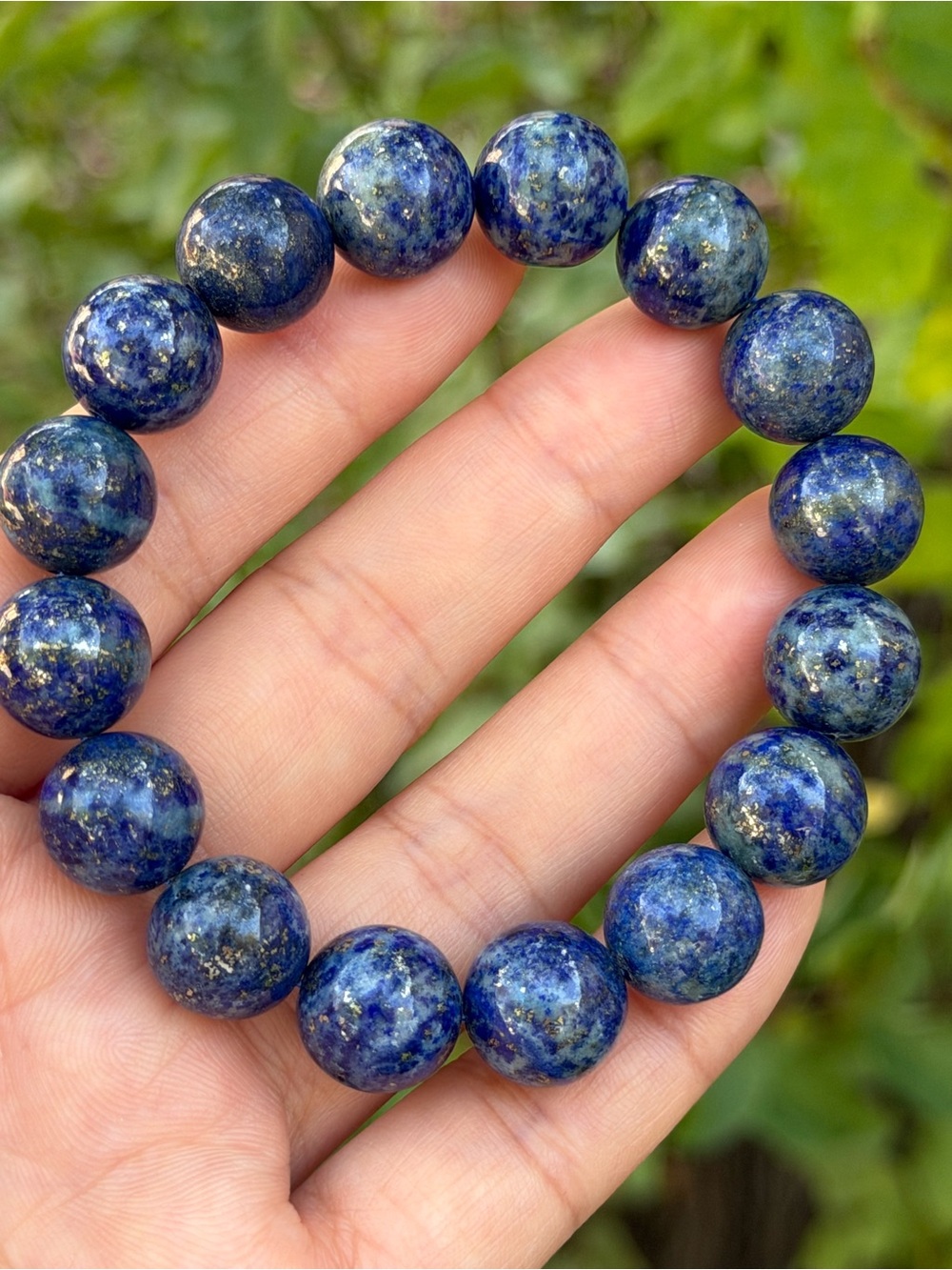 12.5mm Natural Lapis Lazuli Beaded Bracelet 2045